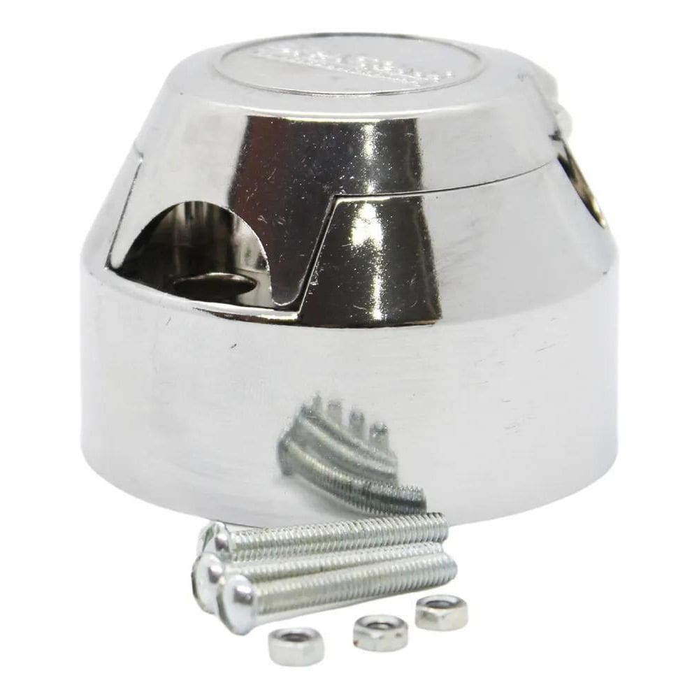 Tomada Fêmea 6 Polos Para Engate Reboque Carretinha Cromada