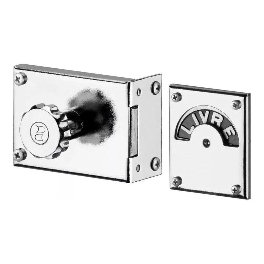 Fechadura Para Banheiro Livre/Ocupado Cromada Soprano