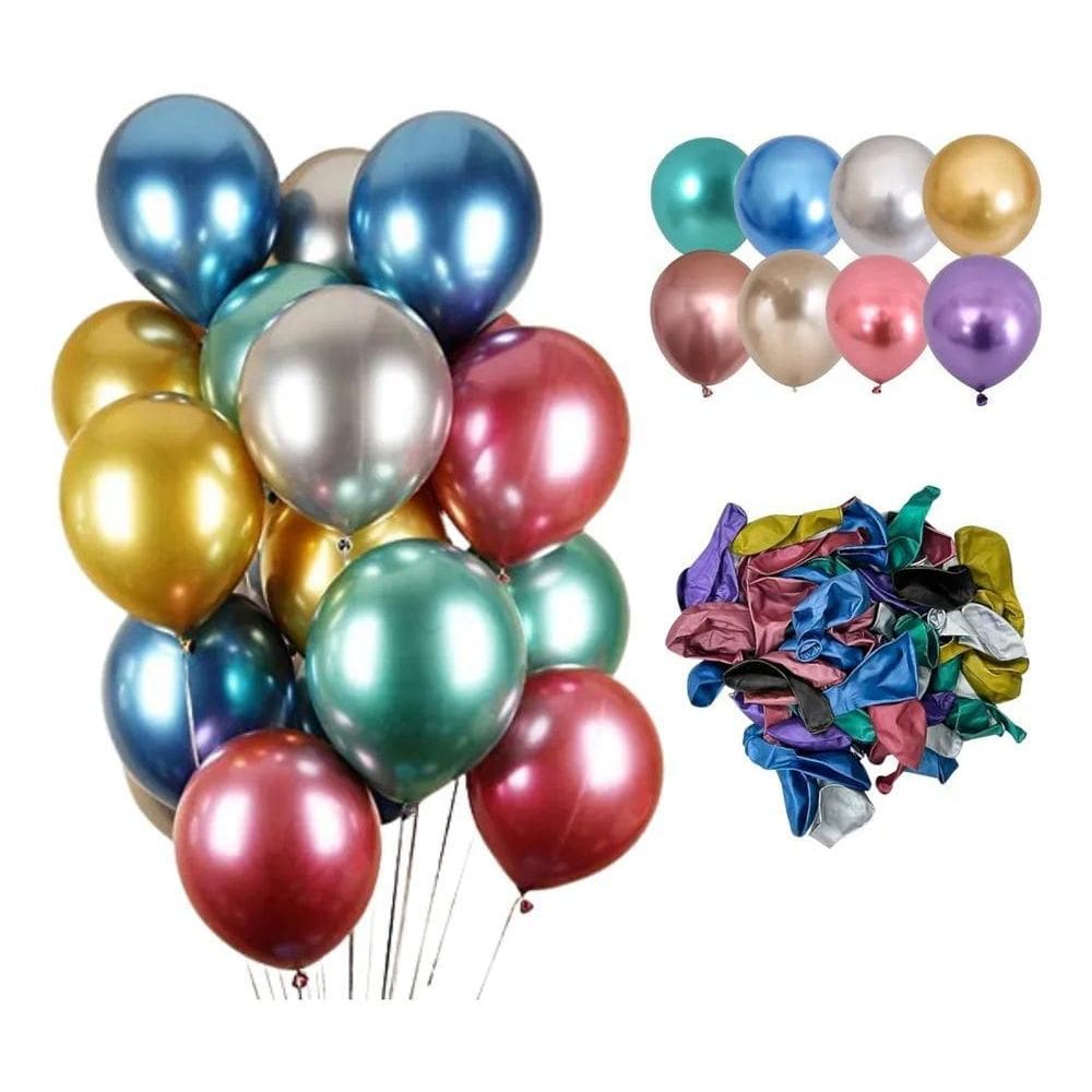 Bexiga Balão Metalizado 10 Polegadas 25 Unid Festa