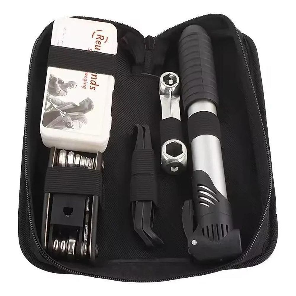 Kit Ferramentas Bike Chaves Bomba Remendo Reparo Bicicleta