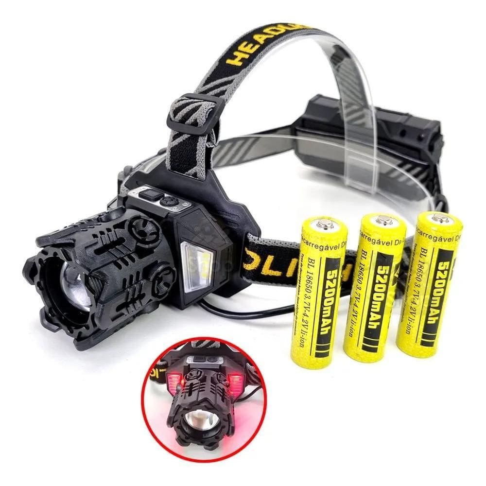 Lanterna De Cabeça Led T12 Usb Jws 3.000 Lumens A Mais Forte