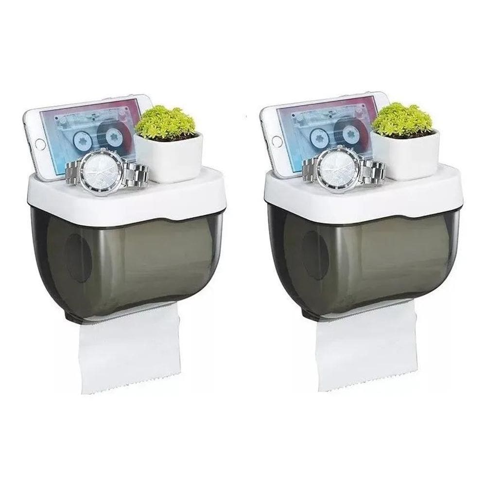 Kit 02 Porta Papel Higiênico Parede À Prova D `Água Colável
