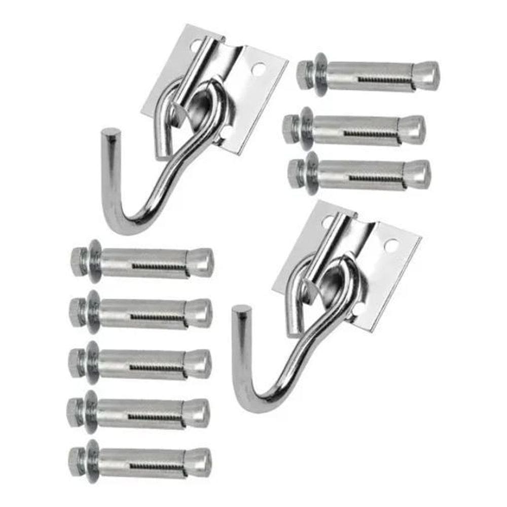 Kit Gancho De Rede Reforçado Aço Com Chumbador Reforçado