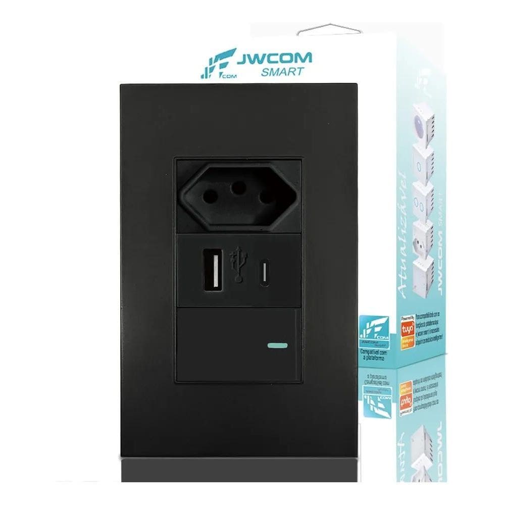 Tomada Interruptor + Usb Tipo C De Parede Universal