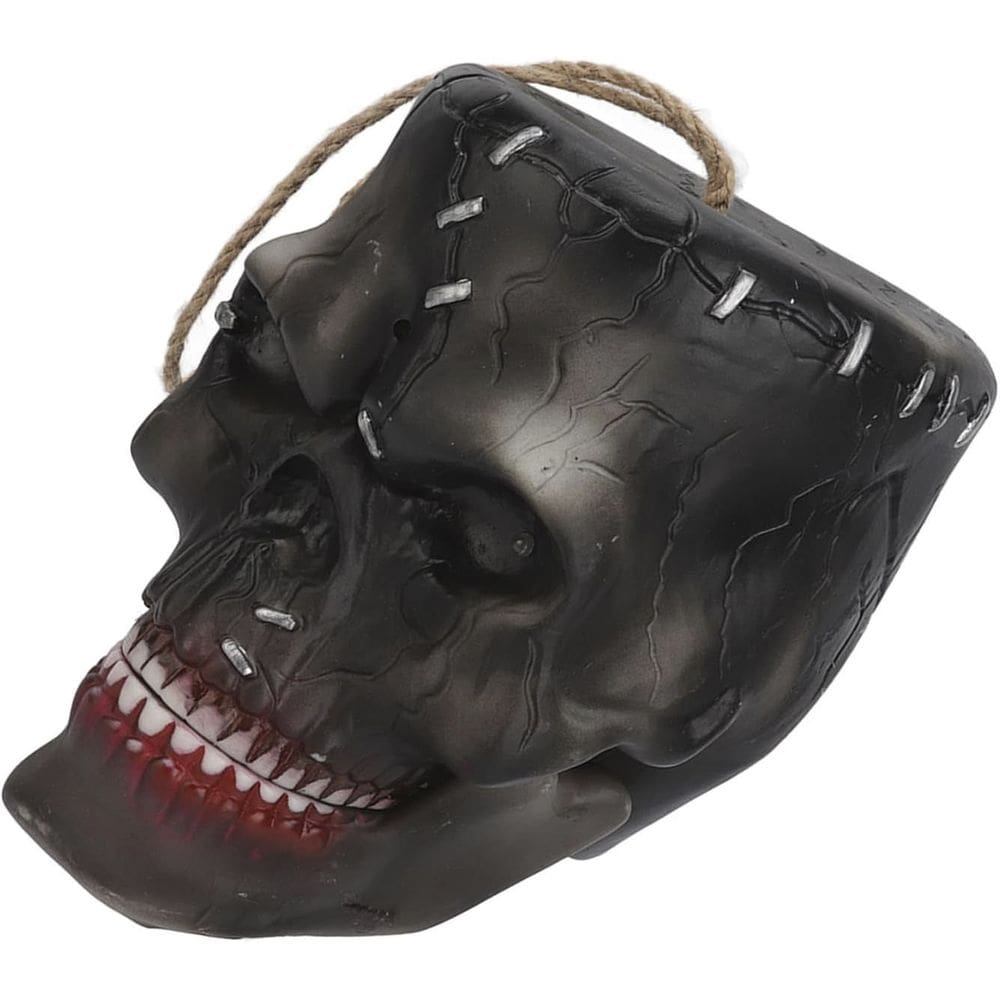 Cranio Caveira Halloween Assustador Sensor Led Som Movimento Acende os Olhos Assusta Decoraçao Casa Loja Festa