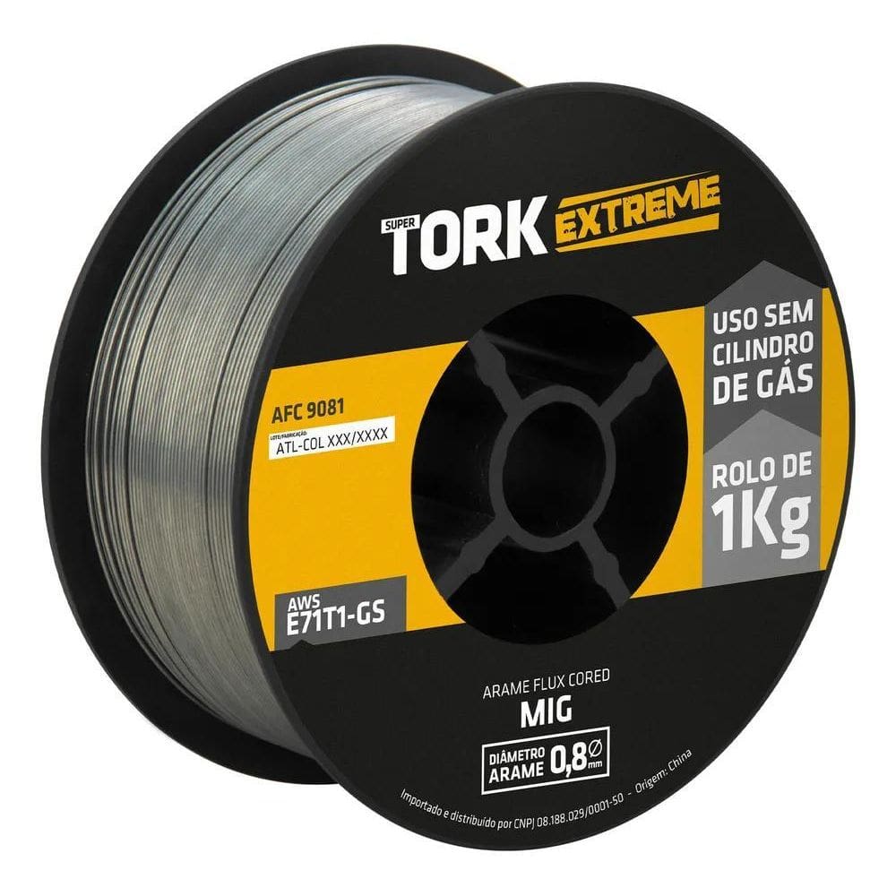 Arame Com Gás Para Solda Mig Uso Sem Gás 0.8Mm Rolo De 1 Kg