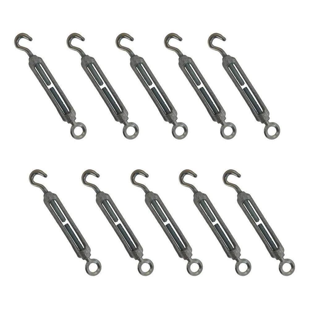 Kit 10 Unidades Esticador Para Cabo De Aço Gancho Olhal 5/16