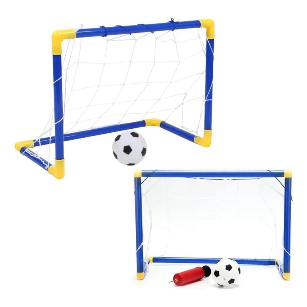 Kit 2 Traves Futebol Infantil Mini Golzinho +2 Bola 2 Bomba