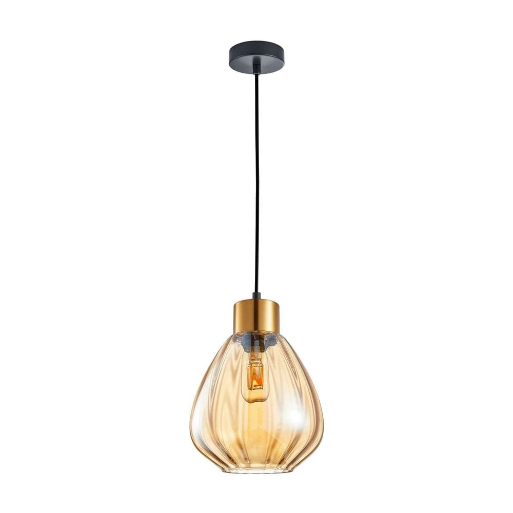 Kit 3Lustre Pendente Bola Decorativo Em Vidro Âmbar Moderno