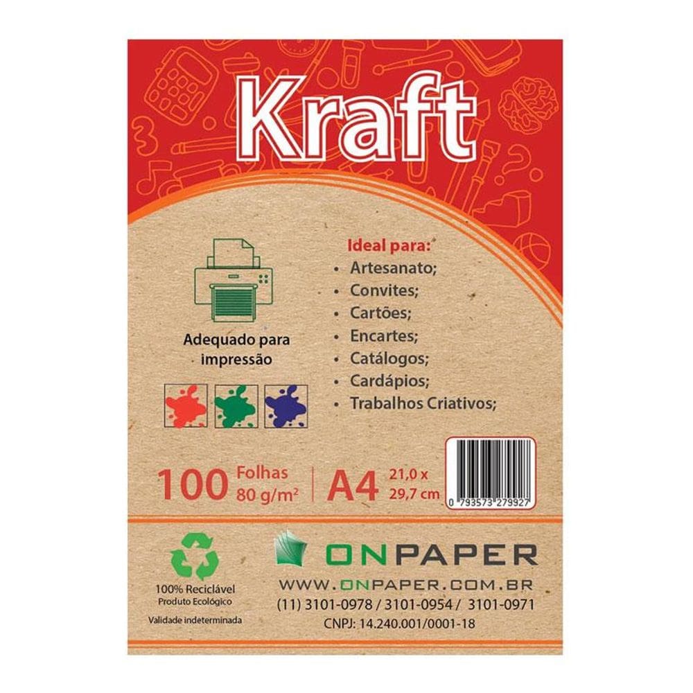 Papel Kraft A4 80g 210x297 c/ 100 fls On Paper