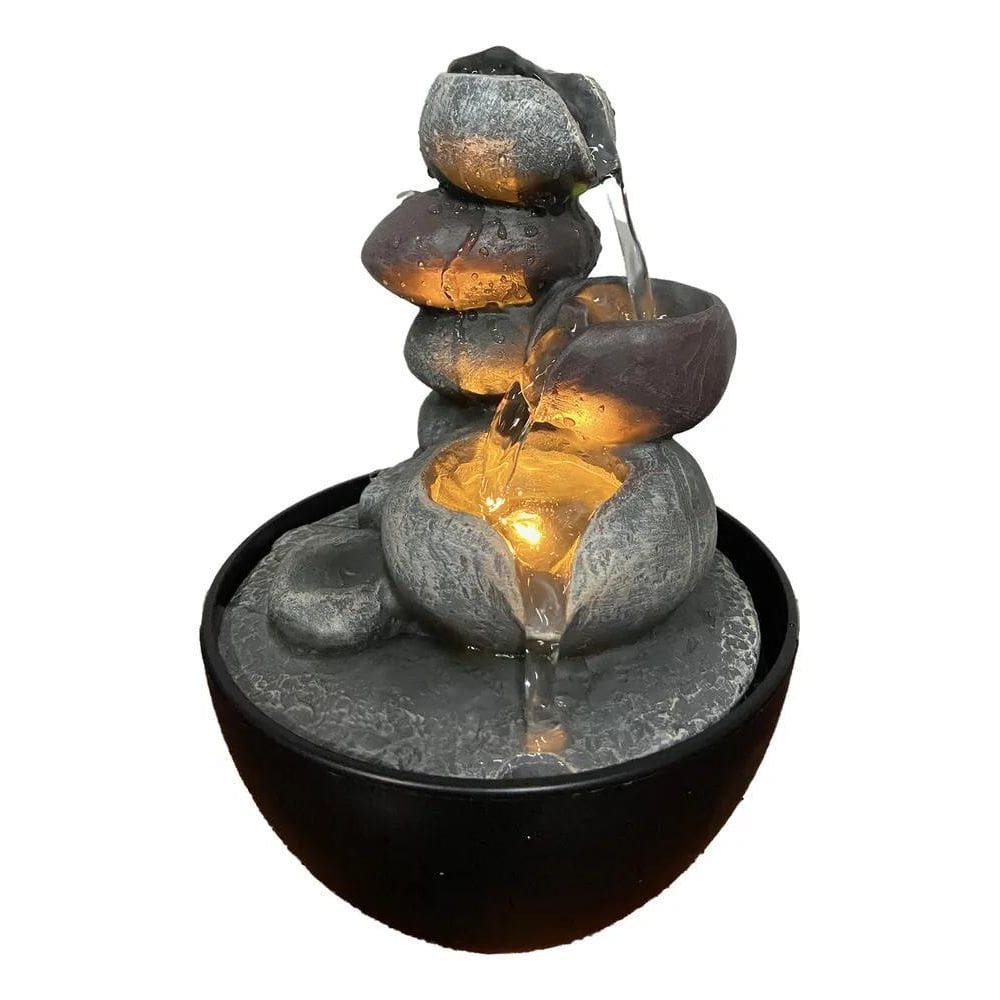 Fonte De Água Decorativa De Mesa Stone Com Led