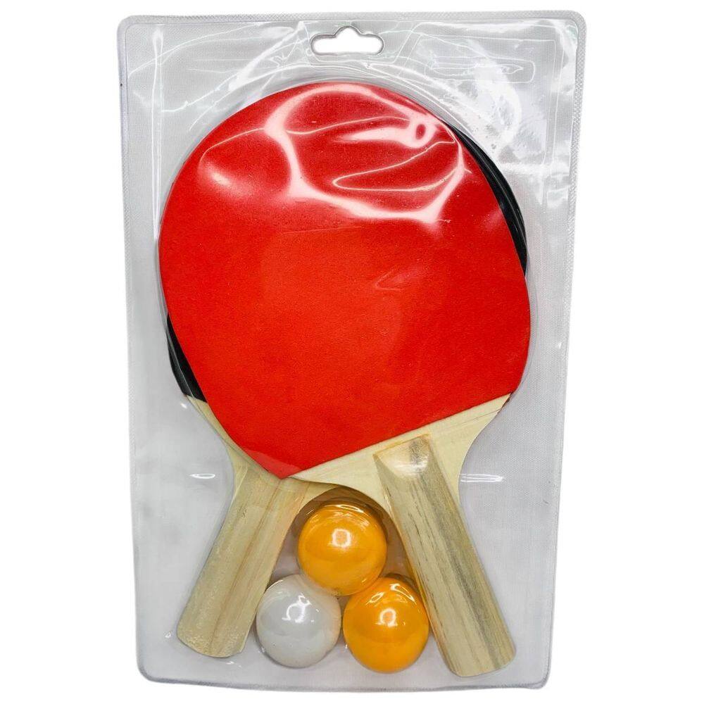 Conjunto Para Tênis De Mesa Com 2 Raquetes E 3 Bolinhas
