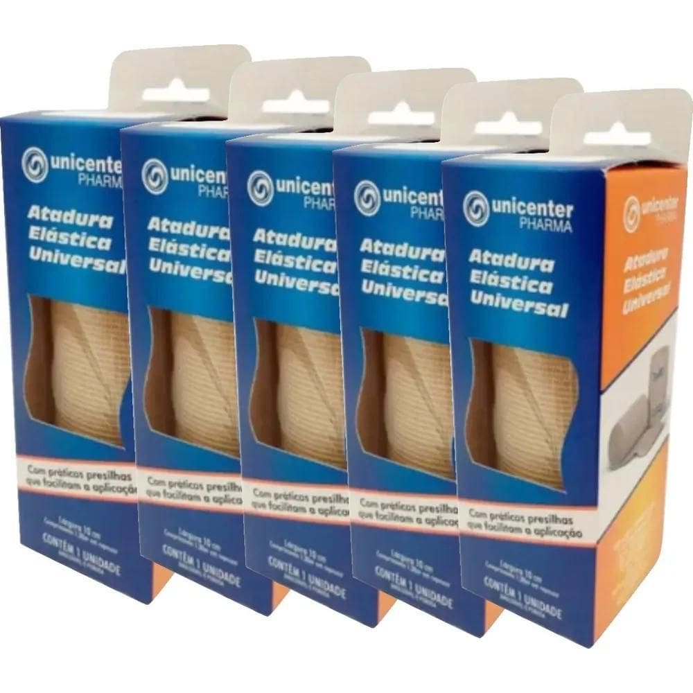 5X Kit 5 Faixa Elástica Bandagem Atadura Ortopédica 10Cm 1,3