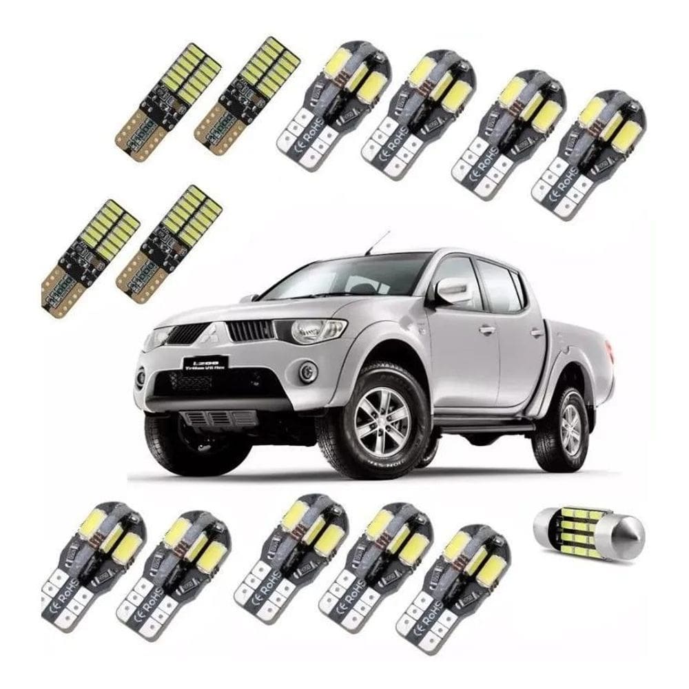 Kit Lampadas Led Premium L200 Triton Teto Placa Ré Farolete