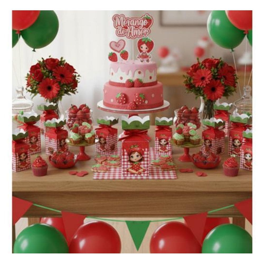 10 Caixinhas Meia Bala Morango Do Amor Festa Infantil