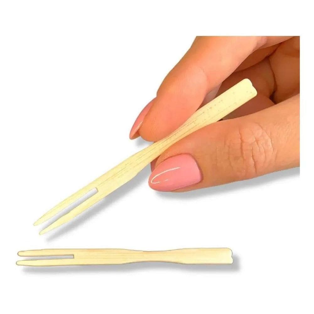 Mini Garfo Coquetel Em Bambu 100% Bio 9Cm - 100 Unidades Nat