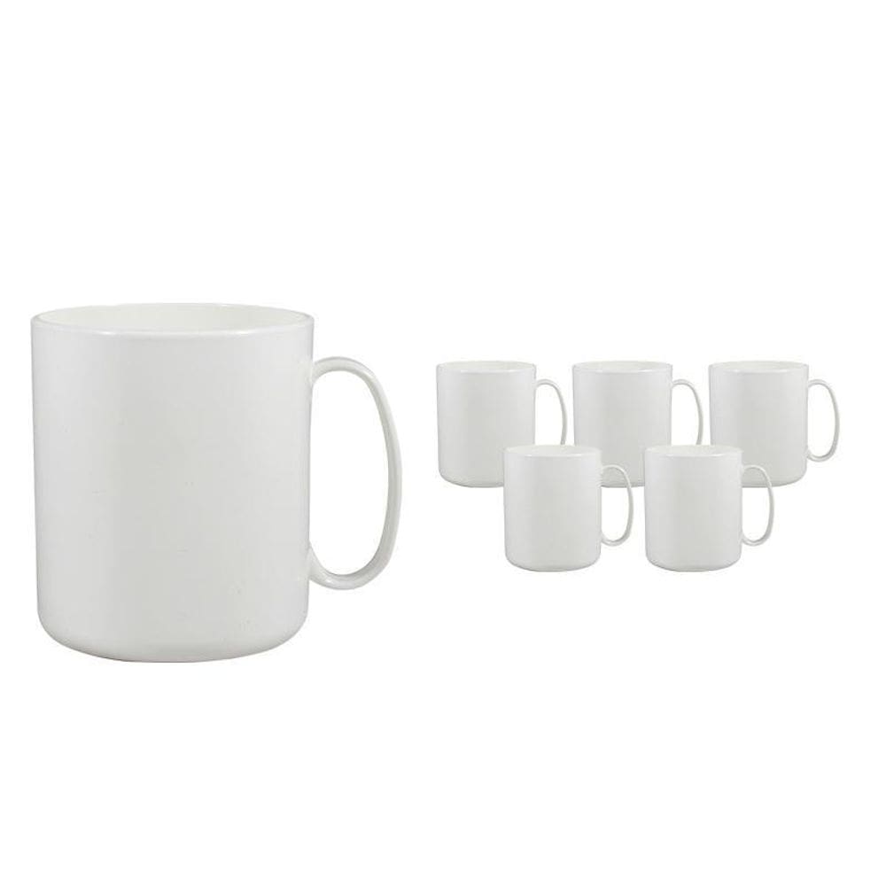 Kit 6 Canecas Redonda Branco 400Ml Plástico Premium