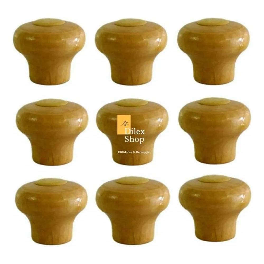 Dilex Shop Kit 10 Pomel De Madeira Puxador Pegador Para Tamp