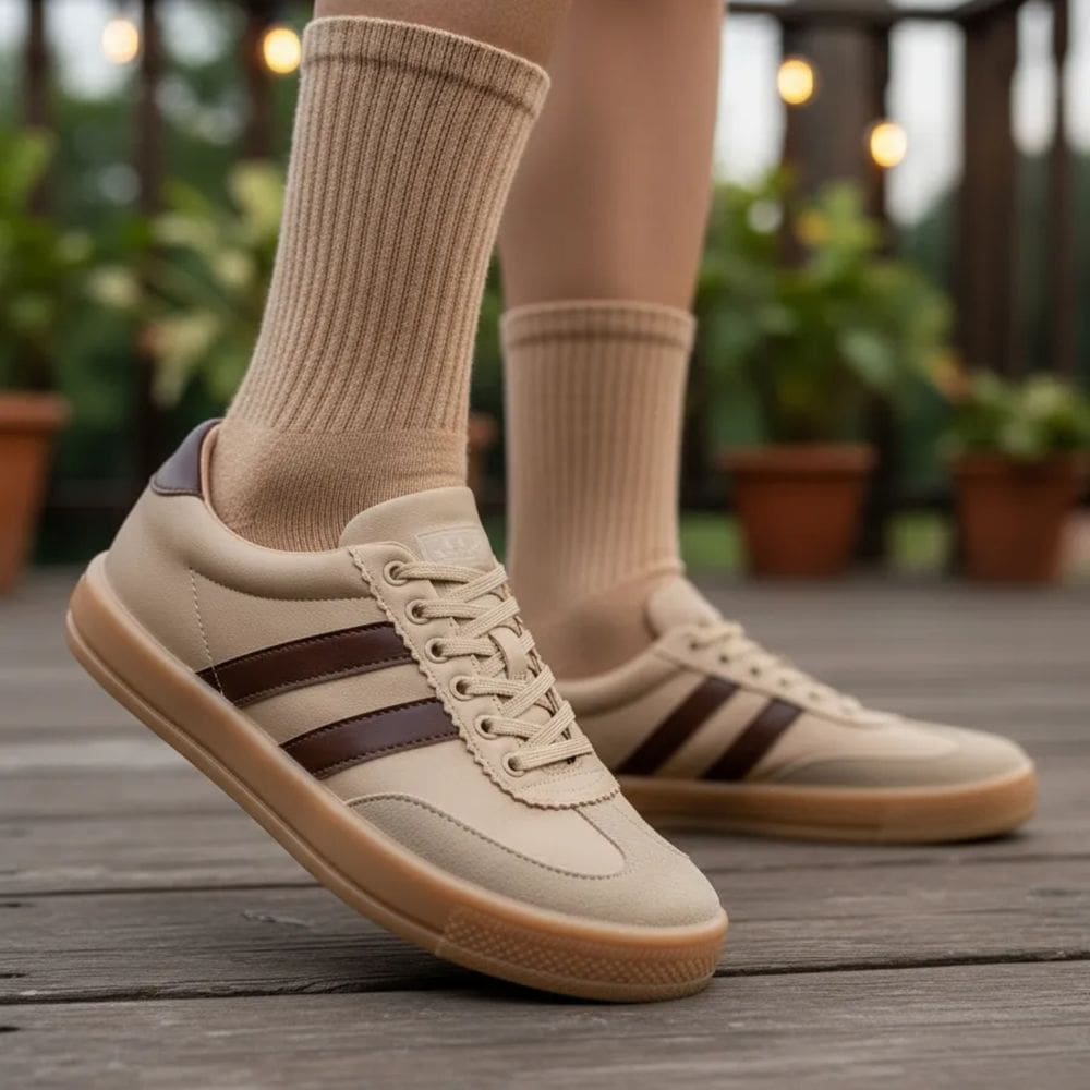 Tênis Creme Casual Byara Samba Base Confortável De Amarrar