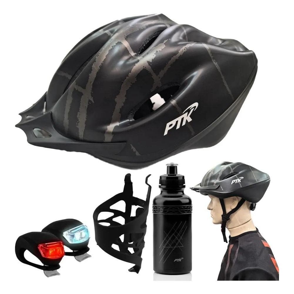 Capacete Ciclismo Cores Bike Bicicleta Kit Lanterna Led