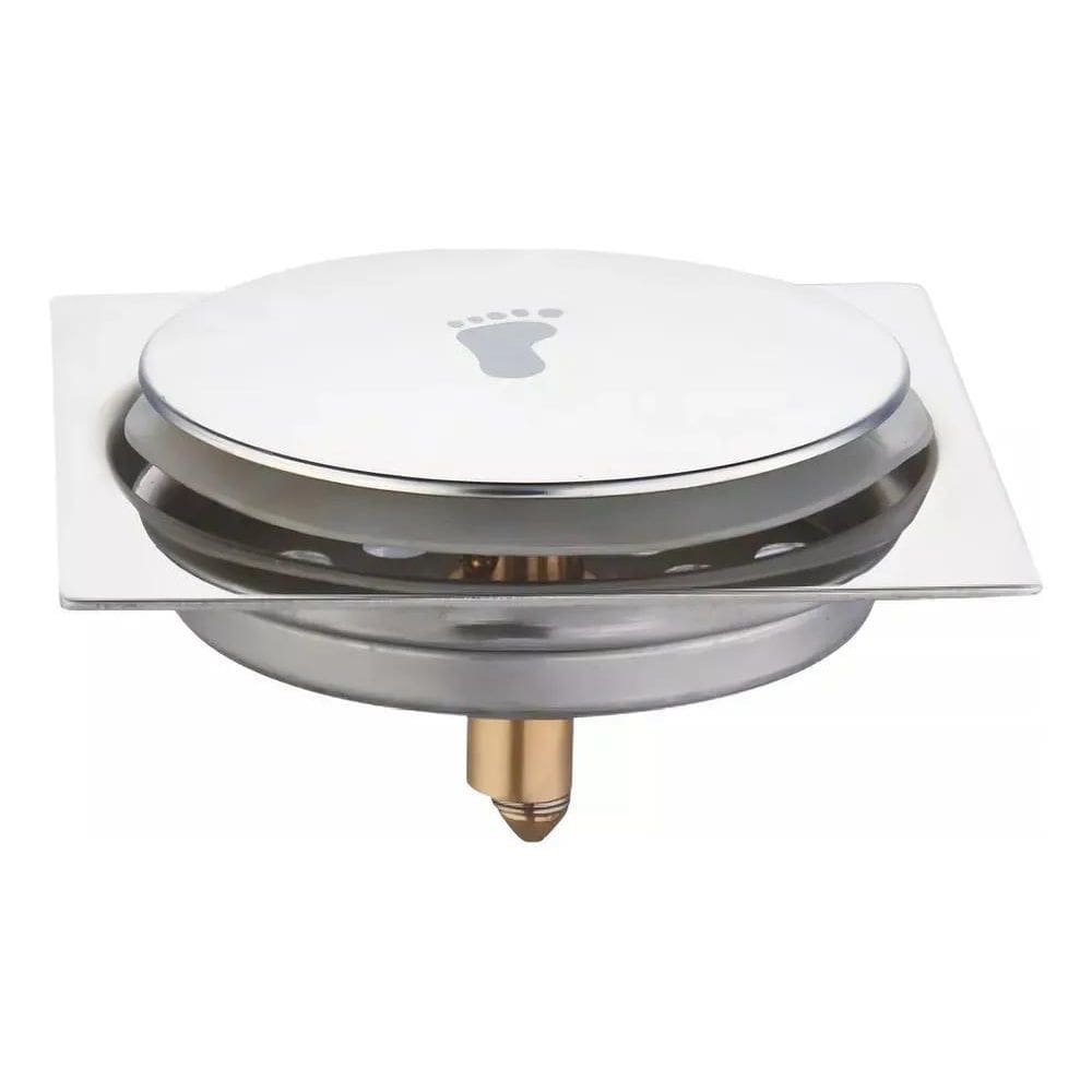 Ralo Inteligente Click Para Banheiro Quadrado 10X10 Cm Inox