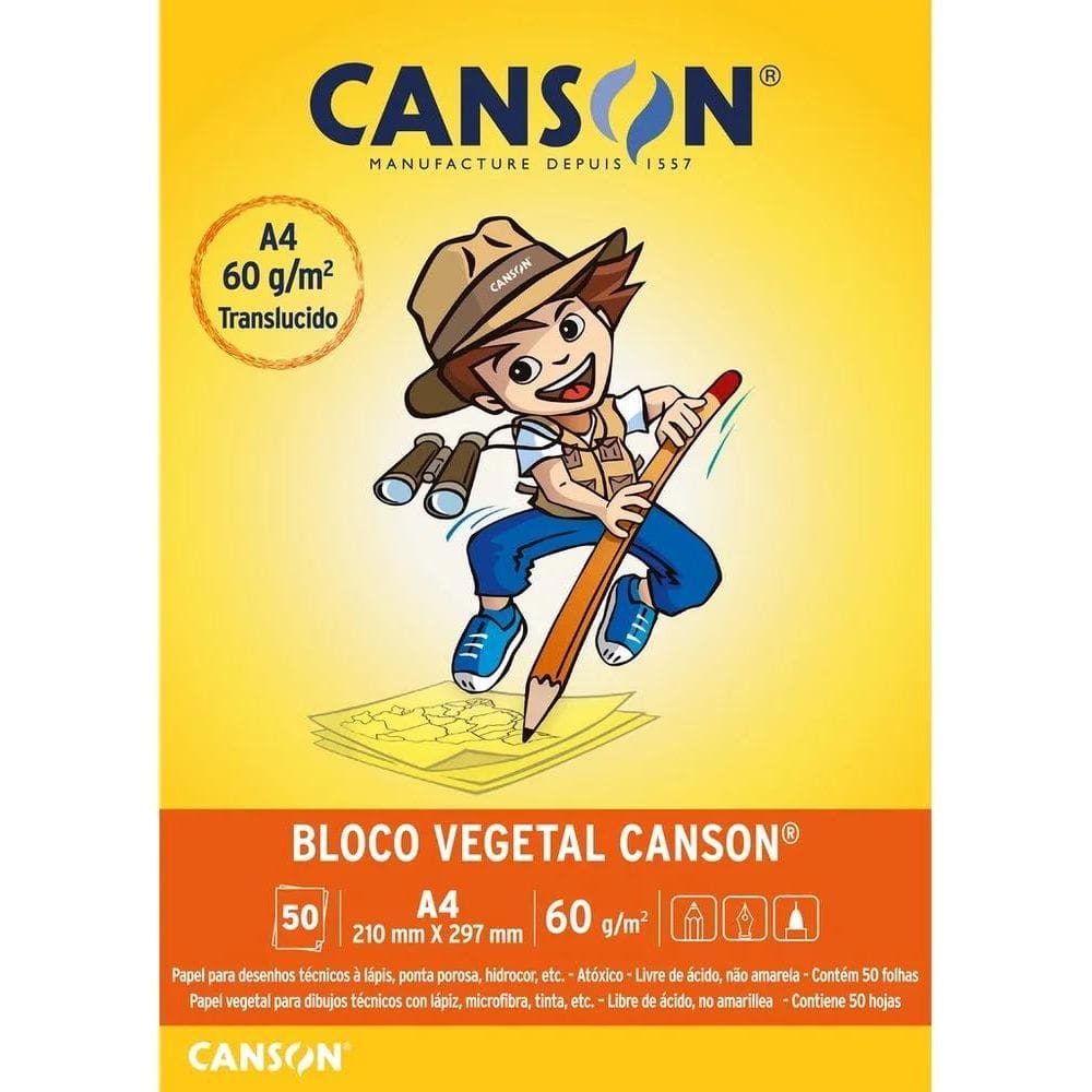 Bloco Papel Vegetal Infantil 50Fls A4 60G Canson