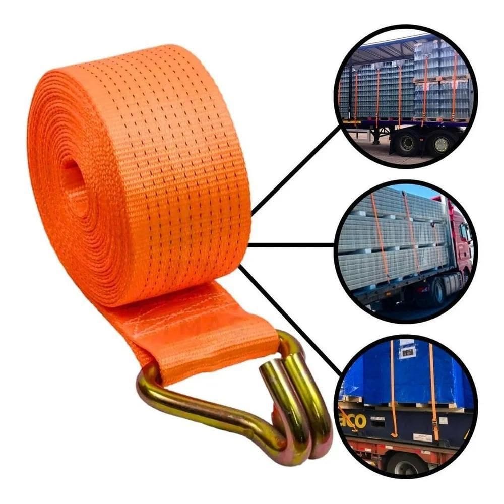 Cinta Fita 5 Toneladas 50Mm 9 Mt Para Amarrar Carga Com Ganc