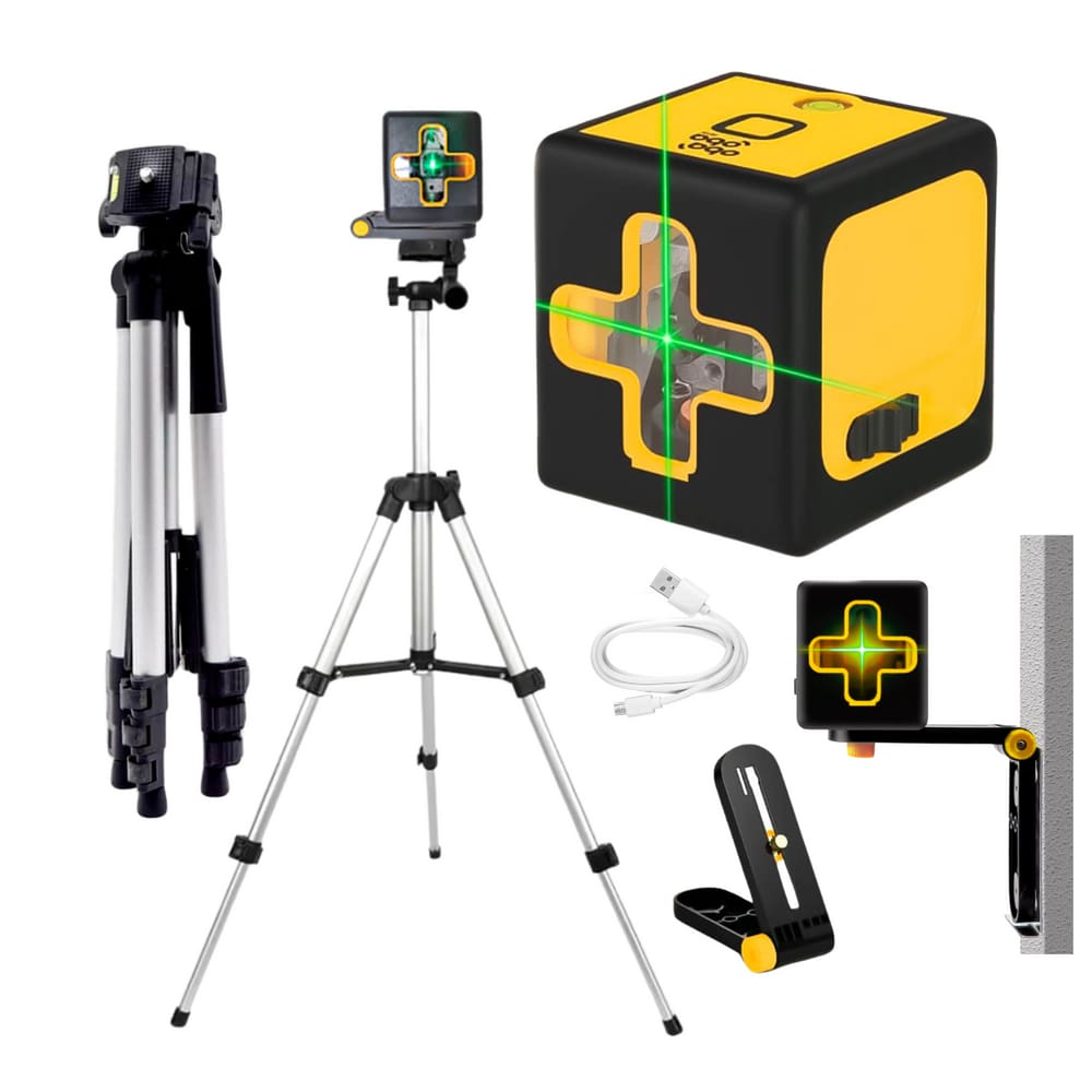 Nível A Laser Profissional Verde 20m Teto Parede 2 Linhas Recarregável Com Tripé 2 Metros