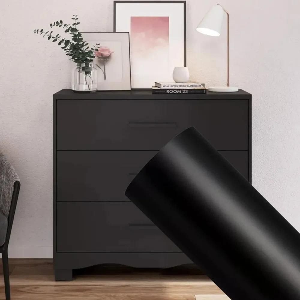 Papel Adesivo Contact Fosco 2M X 45Cm Cores Cor Preto