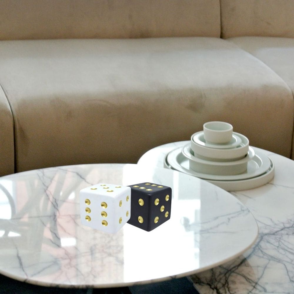 Artigo de Decoração Casa Dado Branco Medio Enfeite Escritório Mesa10.5X10.5Cm BW50061-1