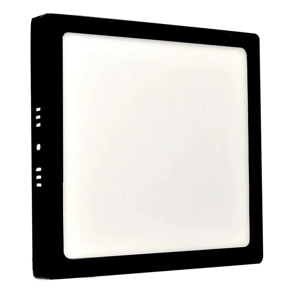 Plafon Led Sobrepor Quadrado 18W Painel Preto 6500K 22X22