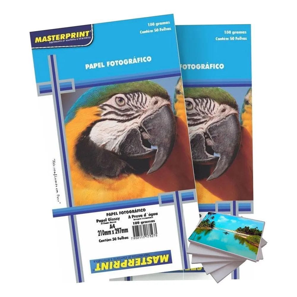 Papel Fotográfico 180G A4 Brilhante 100 Folhas Glossy