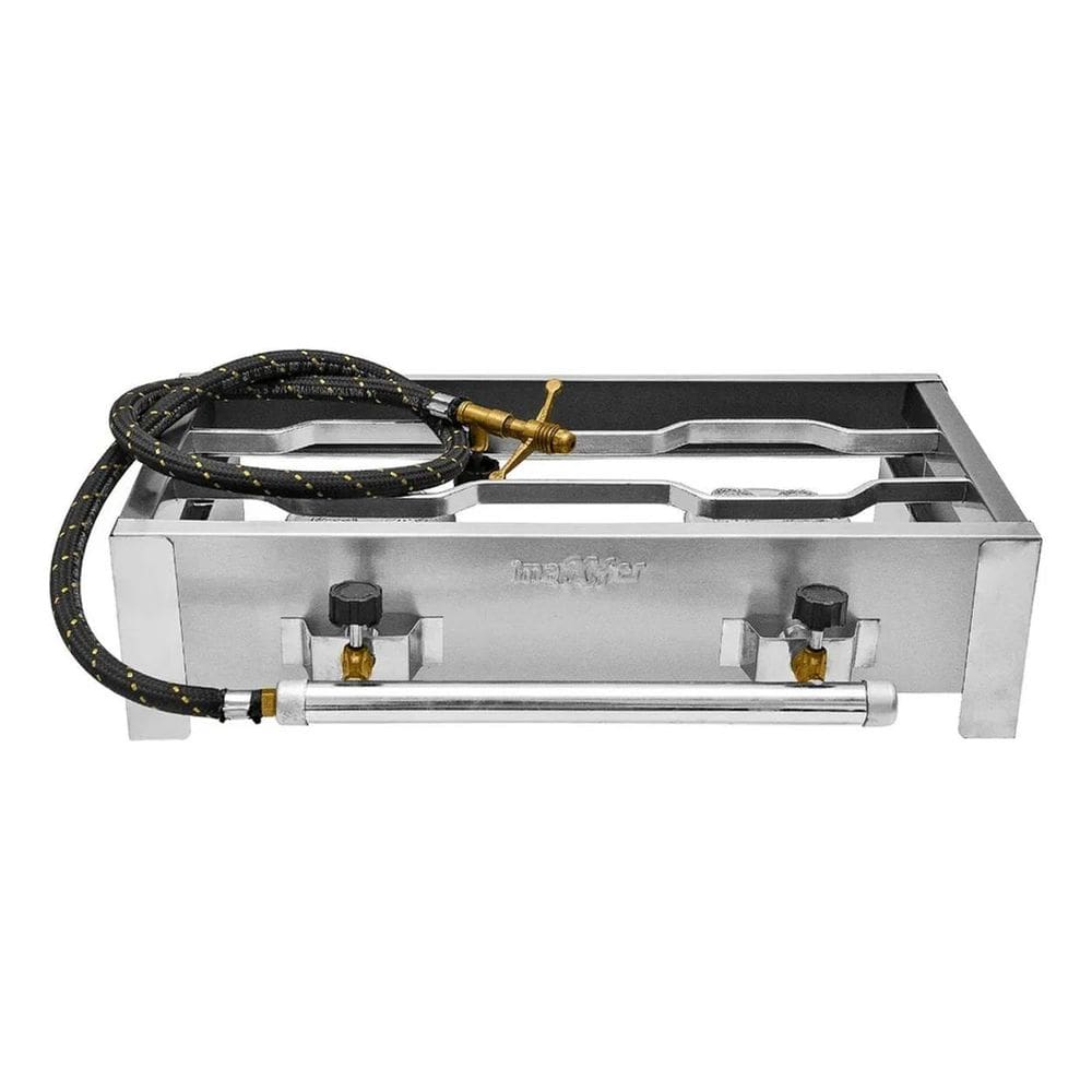 Fogão Industrial Duas Bocas Portátil Inox Kit Gás Completo