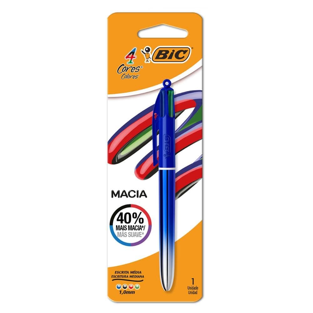 Caneta esferográfica 1.0 Degradê Azul Metálica 4 cores Bic