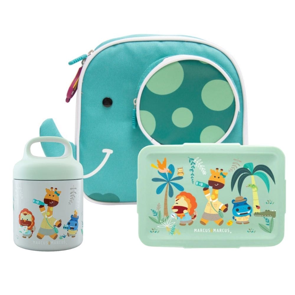 Kit Passeio Verde (Mochila Térmica, Garrafa Pote e Box de Refeição) - Marcus & Marcus