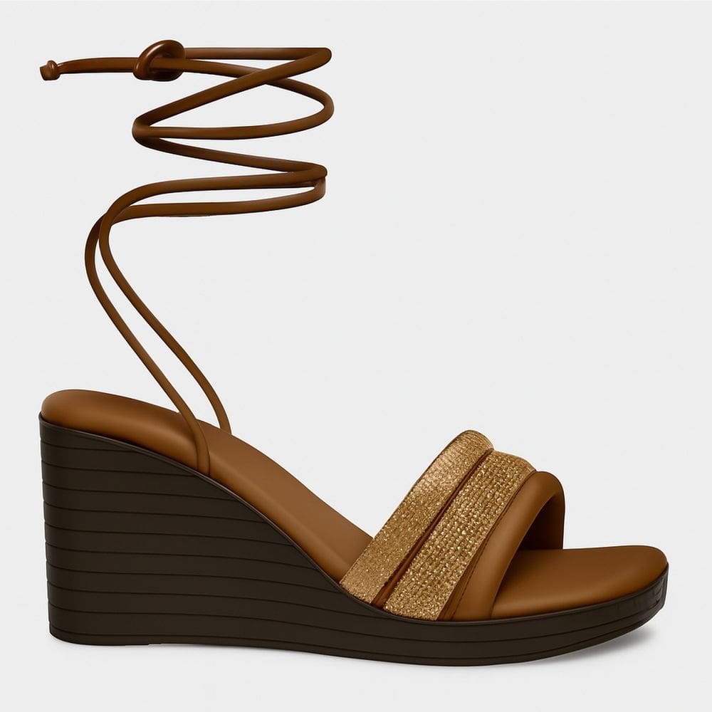 Sandália Anabela Feminina Mississipi De Amarração MF512