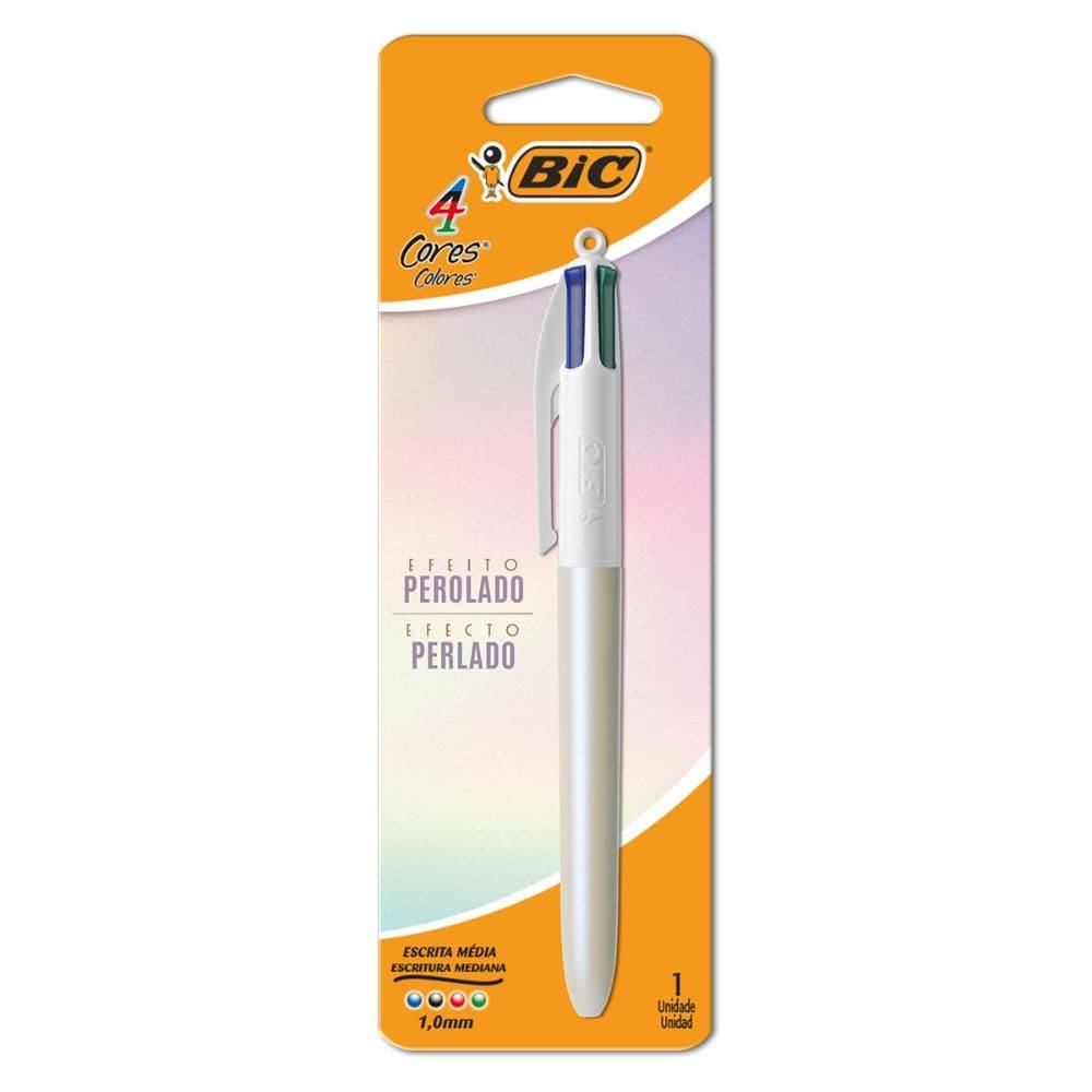 Caneta esferográfica 1.0 Branca Perolada 4 cores - Bic