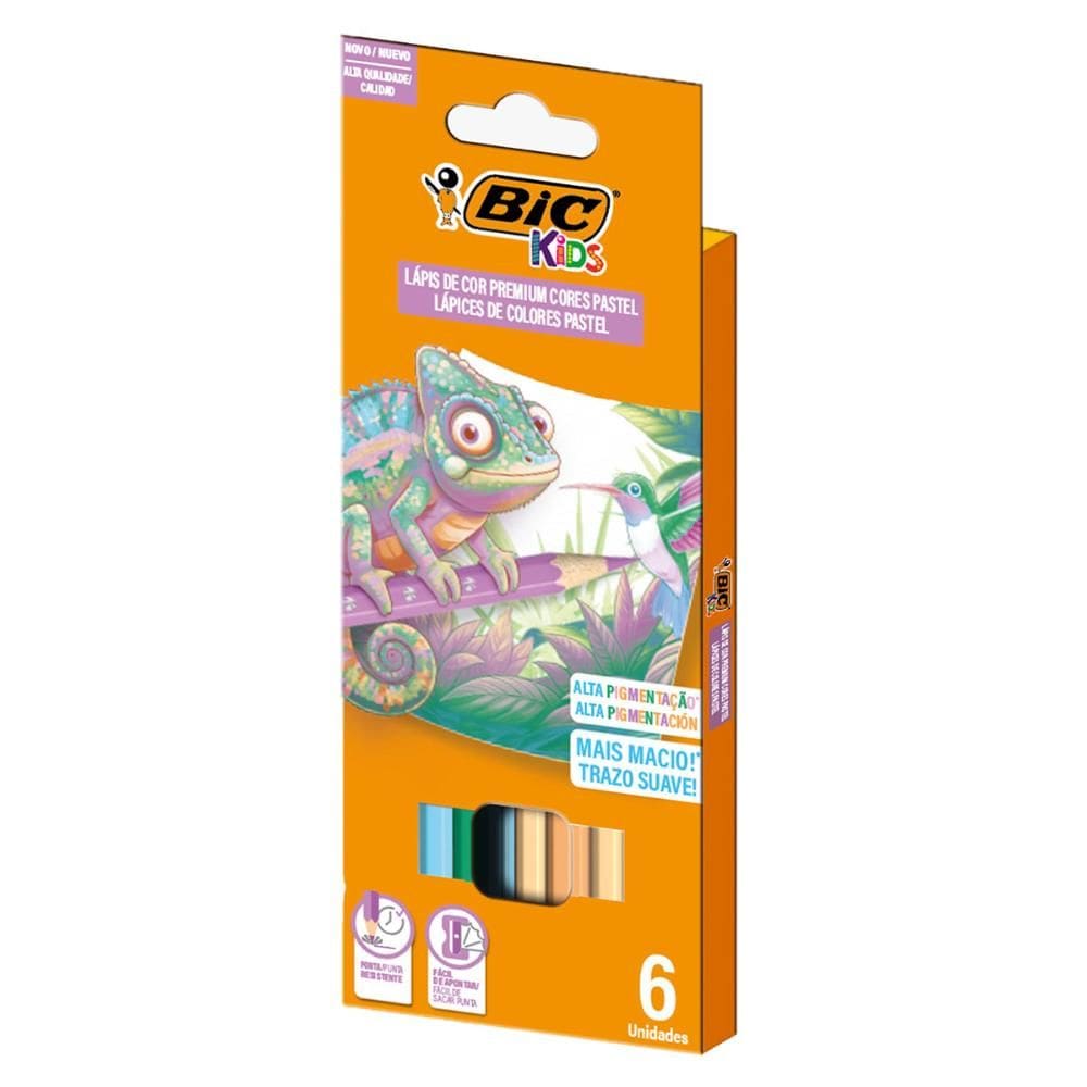 Lápis de cor 6 cores Kids Sextavado Pastel - Bic
