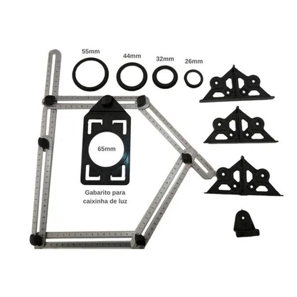 Régua Gabarito Multi Ângulo Marcador Furo Pisos Porcelanatos