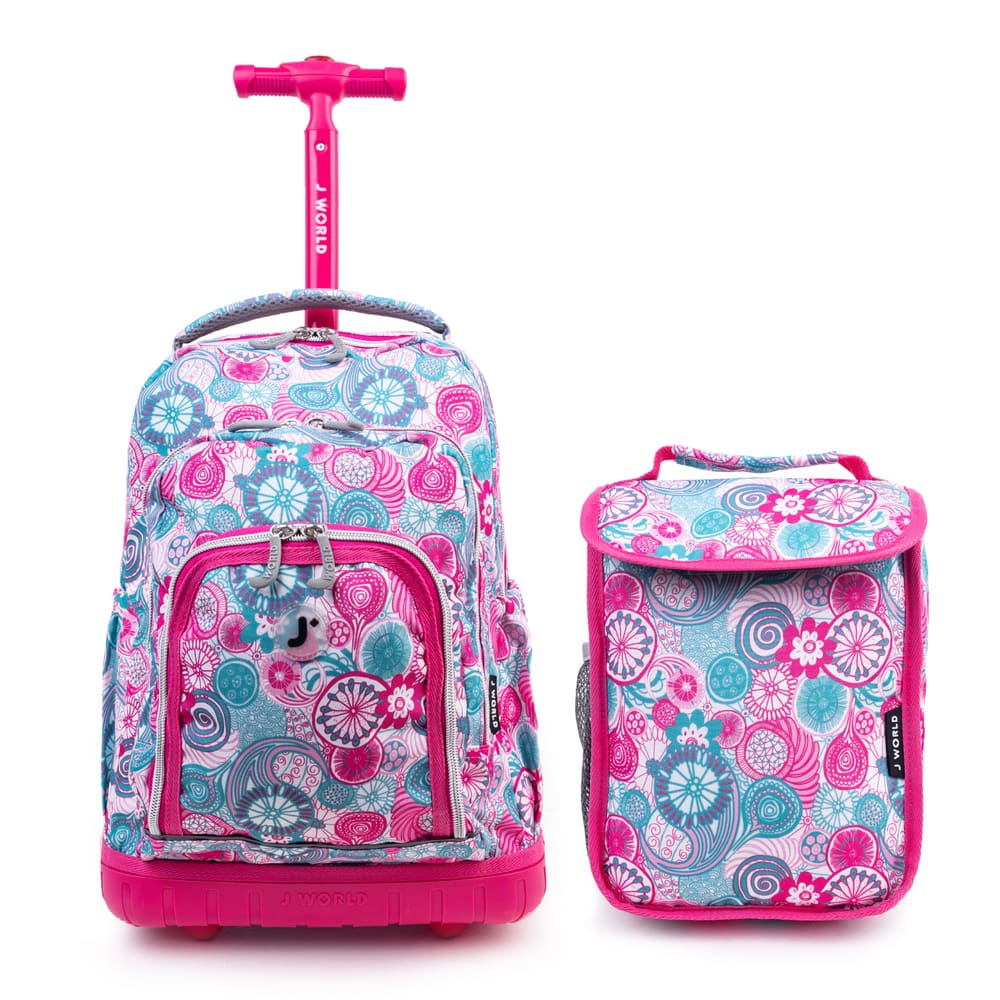 Mochila com rodinhas J World Lollipop 16 Kids com lancheira azul