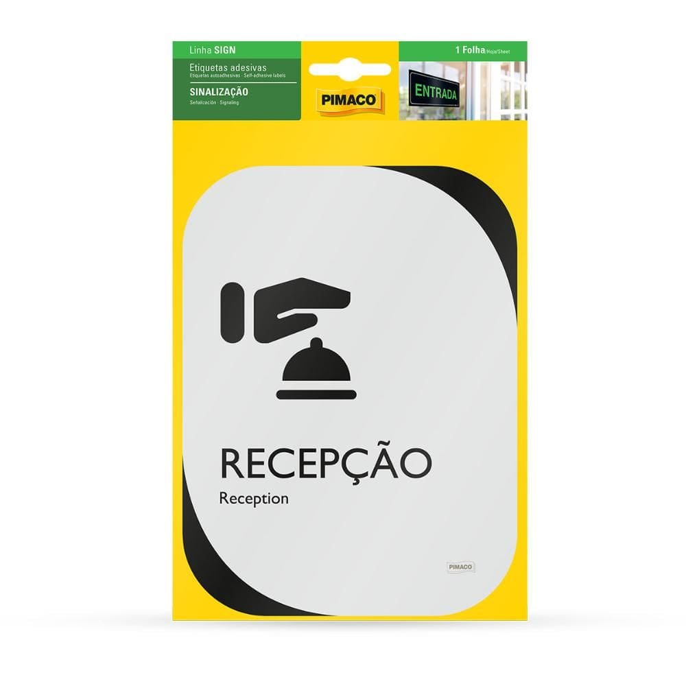 Etiqueta sinalização clean Recepção 13,8x18,5cm - Pimaco
