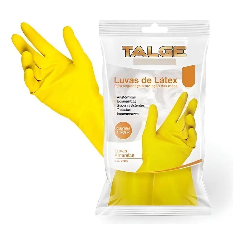 5X Luva Multiuso Latex Talge Amarela
