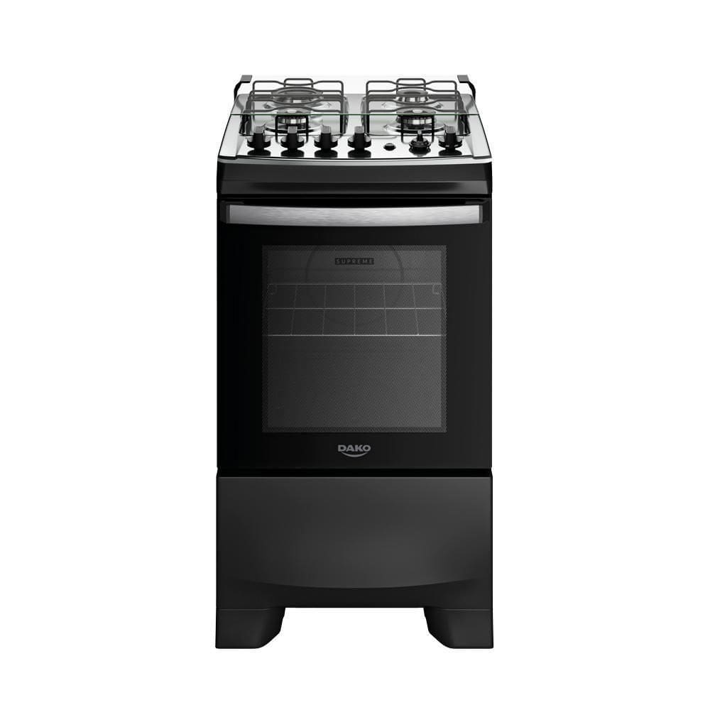 Fogão 4 Bocas Dako Supreme Mesa de Inox e Timer Bivolt - Preto