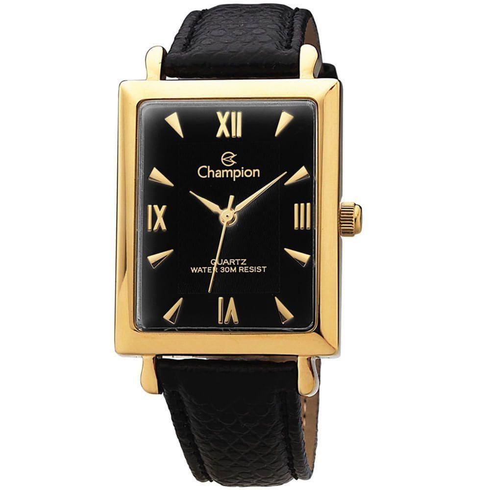 Relógio Champion Feminino Couro Preto Ch20208o