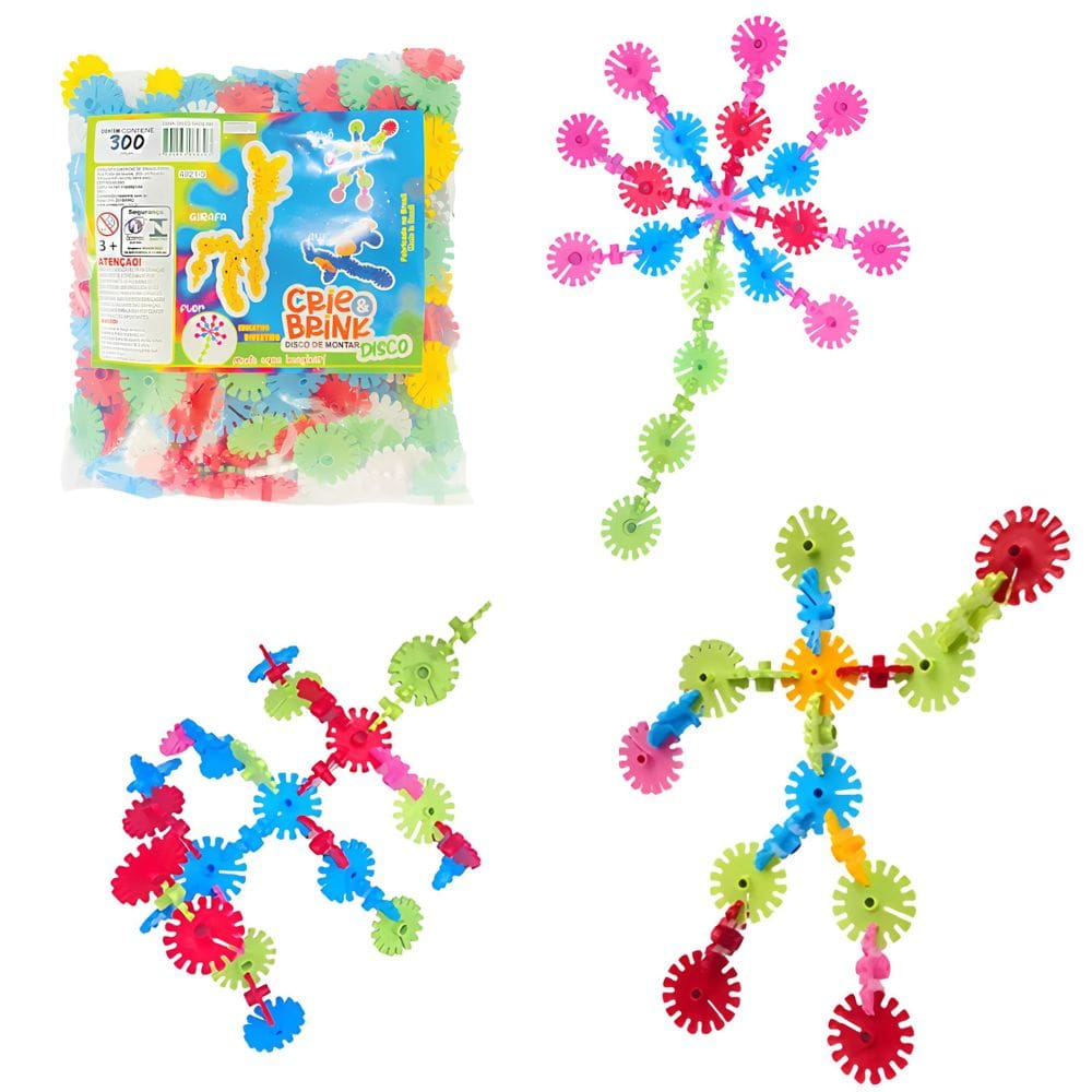 Blocos De Montar Discos Educativos e Pedagógicos 300 Peças