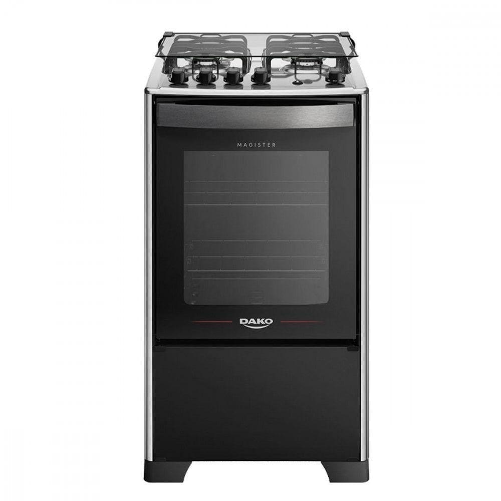 Fogão 4 Bocas Com Mesa Inox Dako Magister Preto Bivolt