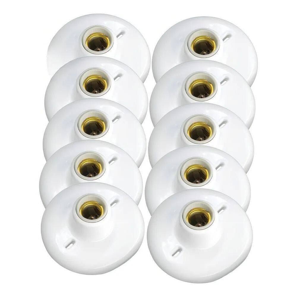 Plafonier Plafon Soquete E27 Porcelana 100W Kit Com 10 Peças