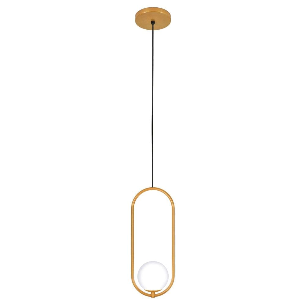 Luminária Pendente Teto Arco Globo Vidro Sala Cama Dourado