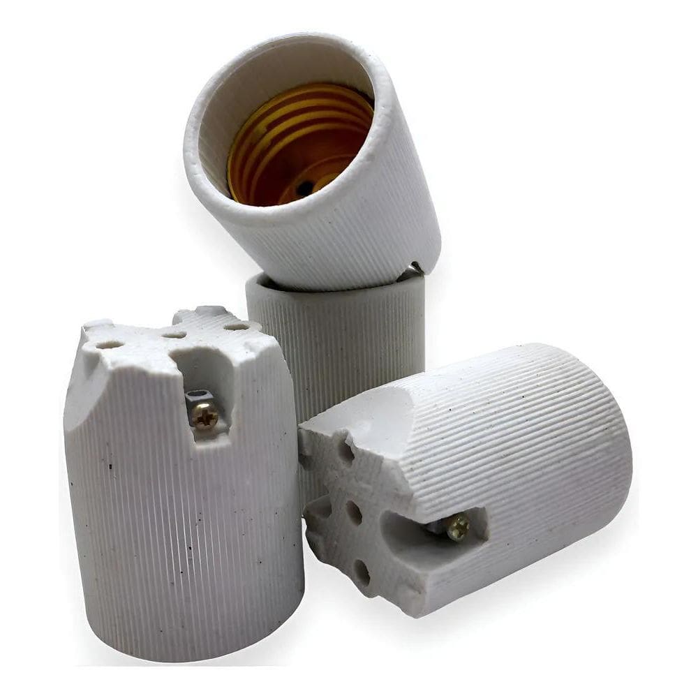 5X Kit 10 Receptáculo Bocal Soquete Porcelana Louça E27 Cinz