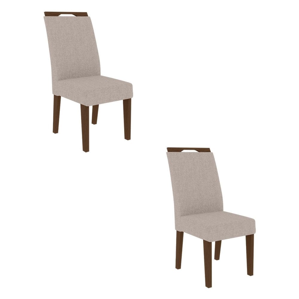 Conjunto 2 Cadeiras para Sala de Jantar Evora Freijó/Bege